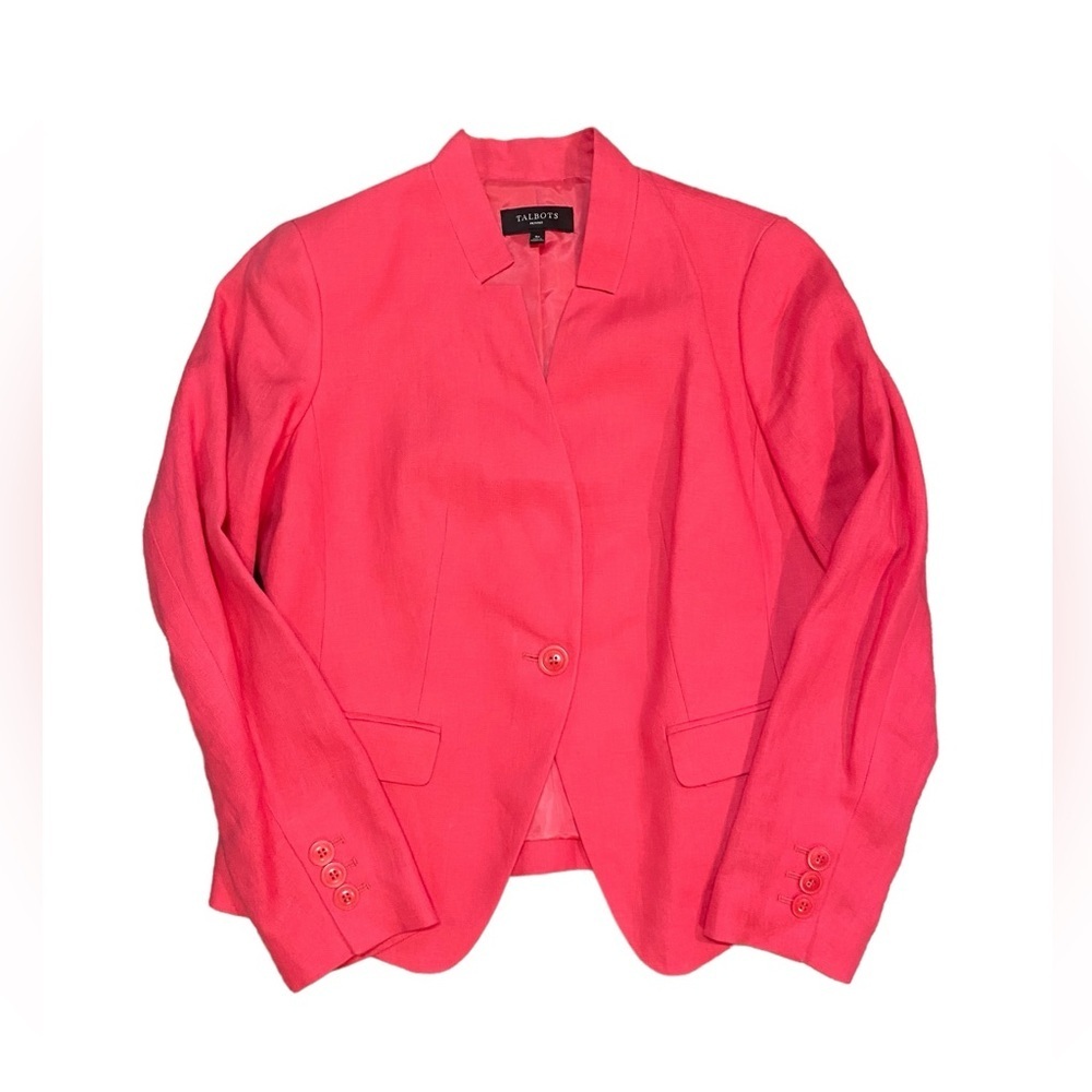 Talbots Pink Linen Blazer Career Office size 8P